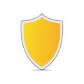Yellow Shield Icon with Shadow on White Background Illustration Royalty Free Stock Photo
