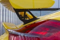 yellow shiny body of a german sportscar