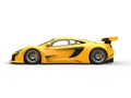 Yellow shiny modern race car - side view