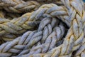 Closeup of Thick Faded Cargo Shipping Rope