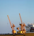 Yellow shipyard cranes Royalty Free Stock Photo