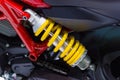 Yellow Shock Absorbers of Motorcycle Royalty Free Stock Photo