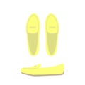Yellow shoes top and side view. Women`s casual shoes