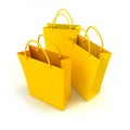 Yellow shopping bags trio Royalty Free Stock Photo