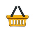 Yellow shopping basket. Cartoon illustration