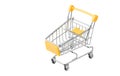 Yellow shopping Cart isolated on white background, Royalty Free Stock Photo