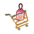 Yellow shopping cart online price tag sketch