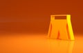 Yellow Short or pants icon isolated on orange background. Minimalism concept. 3d illustration 3D render