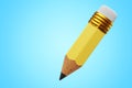 Yellow short pencil with a rubber eraser on an isolated background.Cartoon icon