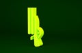 Yellow Shotgun icon isolated on green background. Hunting gun. Minimalism concept. 3d illustration 3D render Royalty Free Stock Photo