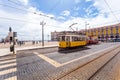 Yellow sightseeing tram in Lisbon Royalty Free Stock Photo