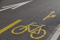 Yellow sign bicycle path Royalty Free Stock Photo