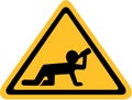 Yellow sign with drunken man crawling on all fours