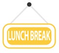 Yellow sign icon, lunch break, vector illustration