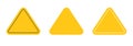 Yellow sign triangle warning icon vector graphic template set, danger hazard caution notification element symbol, error risk