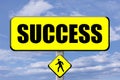 Yellow signboard with the word Success written