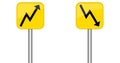 Yellow Signposts showing Arrow up and down Royalty Free Stock Photo