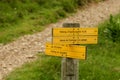 Yellow signs in the National Park of the Pyrenees.