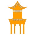 Yellow silhouette of a chinese pagoda Royalty Free Stock Photo