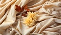 Yellow silk satin curtain, a vibrant flower bouquet elegance generated by AI