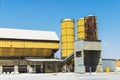 Yellow silos in an abandoned oil refinery in Sicily, Italy Royalty Free Stock Photo