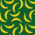 Yellow single banana pattern on green background Royalty Free Stock Photo