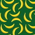 Yellow single banana pattern on green background