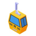 Yellow ski lift icon isometric vector. Winter cable