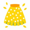 A yellow skirt with white polka dots A vibrant yellow skirt with a playful polka dot print, minimalist simple modern vector logo Royalty Free Stock Photo