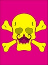 Yellow skull with bones and mustache