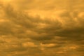 Yellow sky gray clouds background Royalty Free Stock Photo