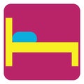 Yellow sleeping bed, icon