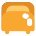 Yellow sleeping bed, icon