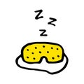 Yellow sleeping mask icon with snoring symbol. Vector illustration in doodle style Royalty Free Stock Photo