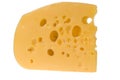 Yellow slice of cheese isolated Royalty Free Stock Photo