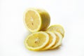 yellow sliced lemon on a wooden box