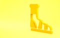Yellow Slippers with socks icon isolated on yellow background. Beach slippers sign. Flip flops. Minimalism concept. 3d