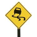 Yellow slippery road sign. Royalty Free Stock Photo