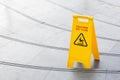 Yellow slippery warning safety caution sign Royalty Free Stock Photo