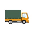 Yellow Small Covered Truck Isolated