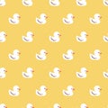 Yellow Small Ducks Swim Vector Illustration Animal Seamless Pattern