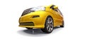 Yellow small minivan for transportation of people. Three-dimensional illustration on a white background. 3d rendering Royalty Free Stock Photo