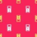 Yellow Smartphone with dollar symbol icon isolated seamless pattern on red background. Online shopping concept Royalty Free Stock Photo