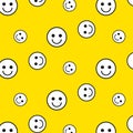 Yellow Smile Face Seamless Pattern. Royalty Free Stock Photo