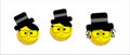 Yellow smile icon with black hat