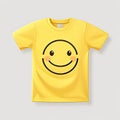 Yellow smile icon tshirt design and white background Royalty Free Stock Photo
