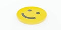 Yellow smile pill button acid symbol 3d render illustration