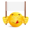 Yellow smile round face character with message banner template