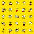 Yellow smiles - comics vector set or pattern