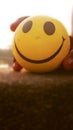 Yellow smiley ball closeup photo shoot Royalty Free Stock Photo